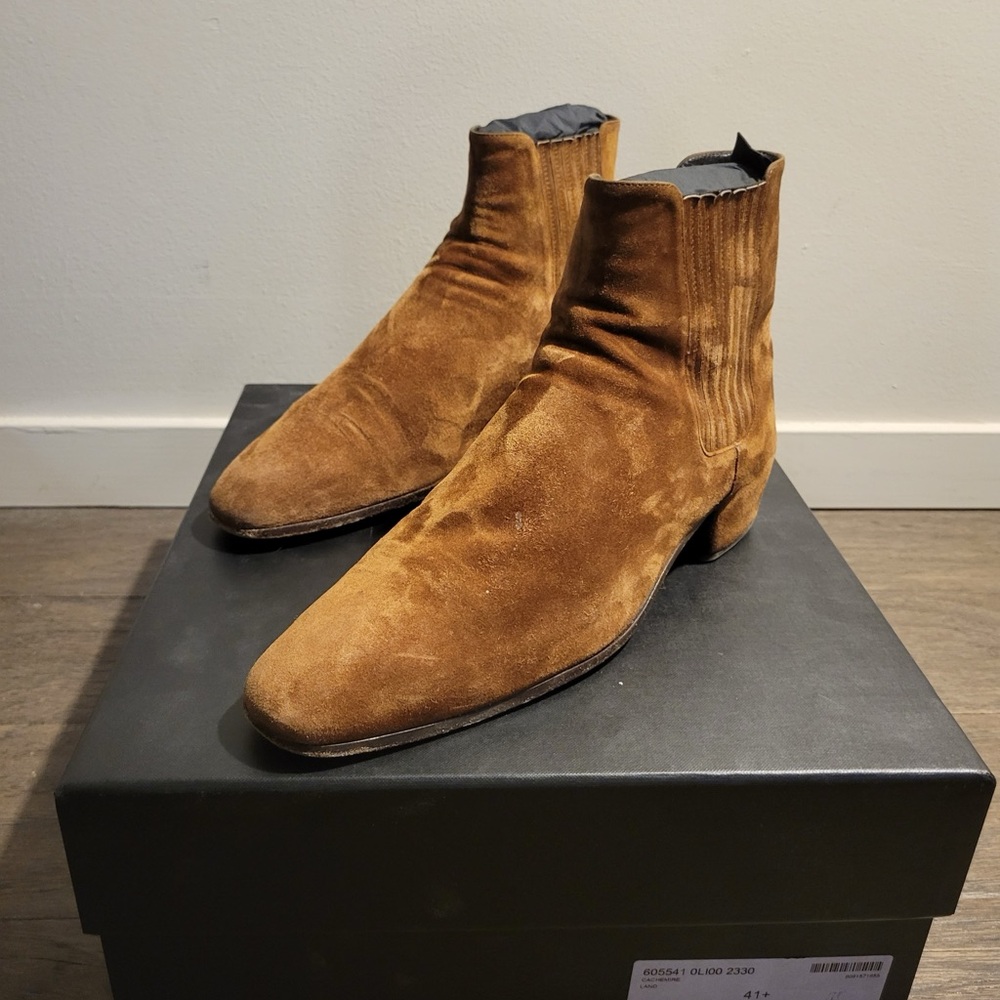 Saint Laurent Tan Suede Men's Boots